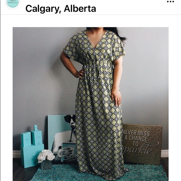 Maxi dress beautiful fabric blk and green - Picture 2 of 2